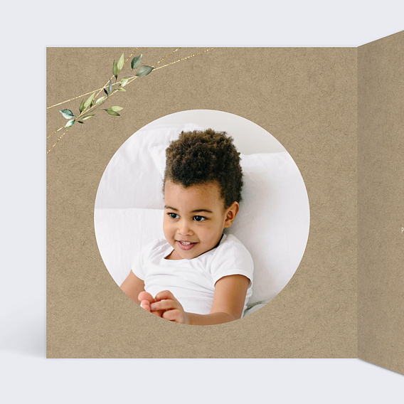 Faire-part baptême Nature Kraft Intérieur Gauche