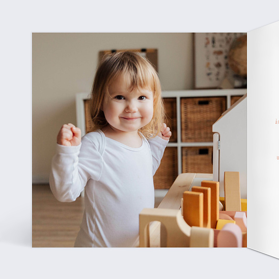 Faire-part baptême Papillon Rose Intérieur Gauche