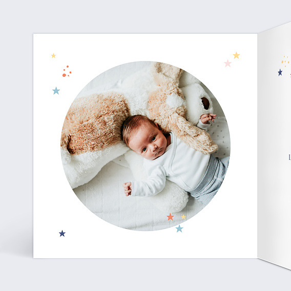 Faire-part baptême Petites Étoiles Intérieur Gauche
