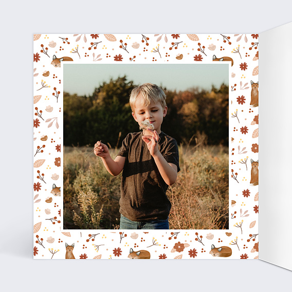 Faire-part baptême Renardeau Intérieur Gauche