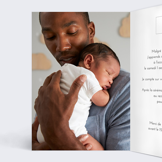 Faire-part baptême Etiquette Intérieur Gauche