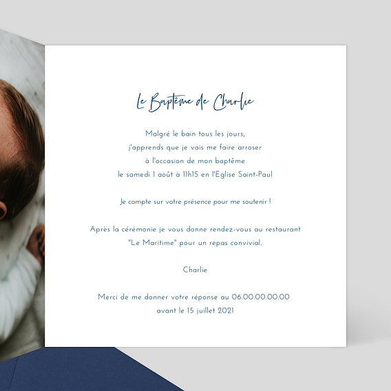 Faire-part baptême Chic Intérieur Droit