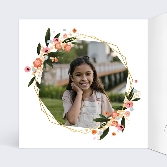 Faire-part baptême Hexagone Champêtre Intérieur Gauche