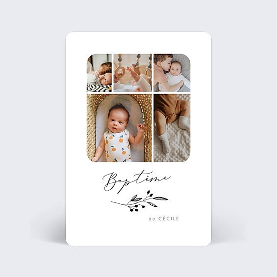 Faire-part Baptême Multi Photos