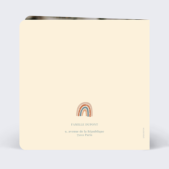 Faire-part baptême Lettrine Renard Verso