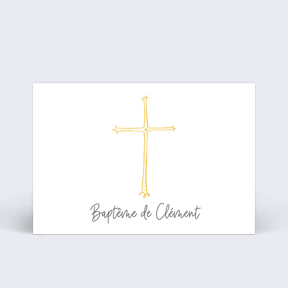 Faire-part baptême Croix d'Or
