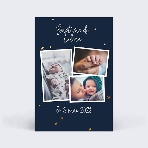 Faire-part baptême Etoiles marines