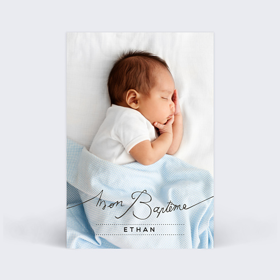 Faire-part baptême Lettres Chic