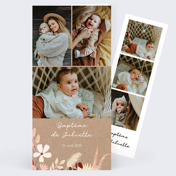 Faire-part baptême Printemps Bohème