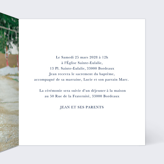 Faire-part Baptême Couronne végétale