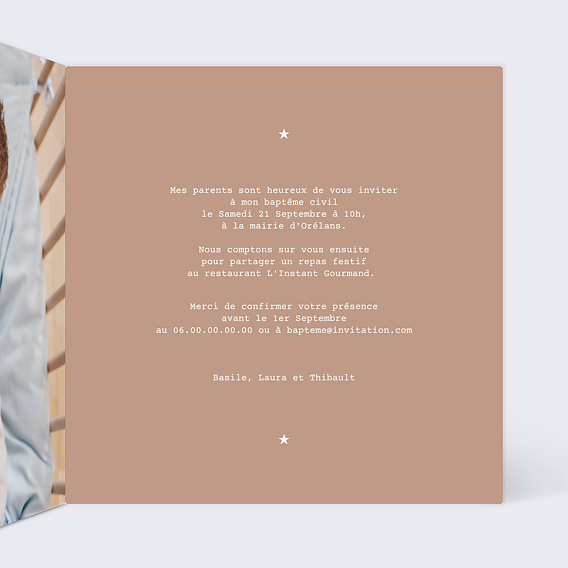 Faire-part baptême Envolée de montgolfière Intérieur Droit