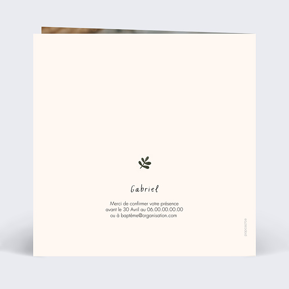 Faire-part baptême Petit Lion Verso