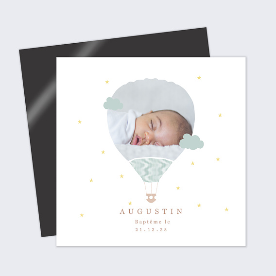 Faire-part baptême Envolée de montgolfière