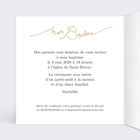 Faire-part Baptême Lettres Manuscrites Graines