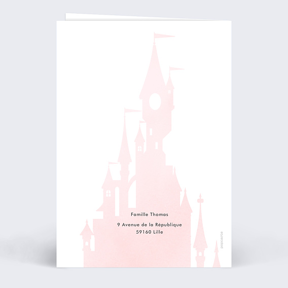 Faire-part baptême Château Rose Verso