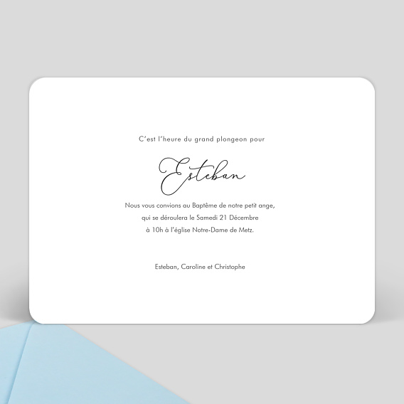 Faire-part baptême Original garçon Verso