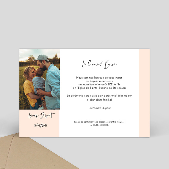 Faire-part baptême Bandeau (dos photo) Verso