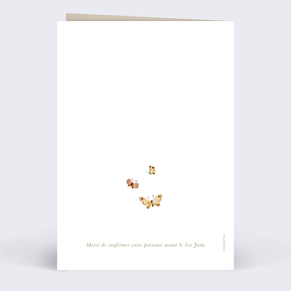 Faire-part baptême Papillon Champêtre Verso