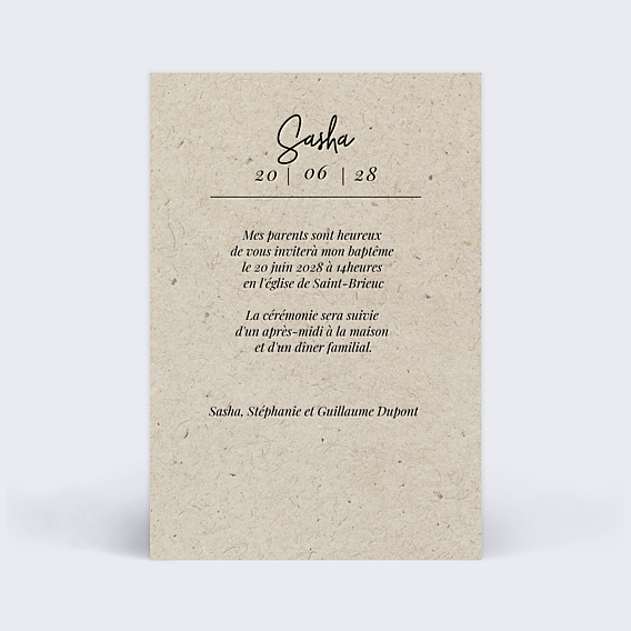 Faire-part Baptême Esprit Chiné II