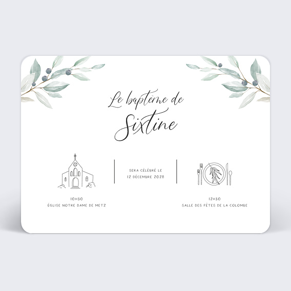 Faire-part baptême Un Jour Heureux Recto