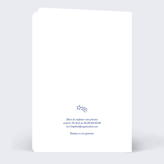 Faire-part baptême Étoiles bleues Verso