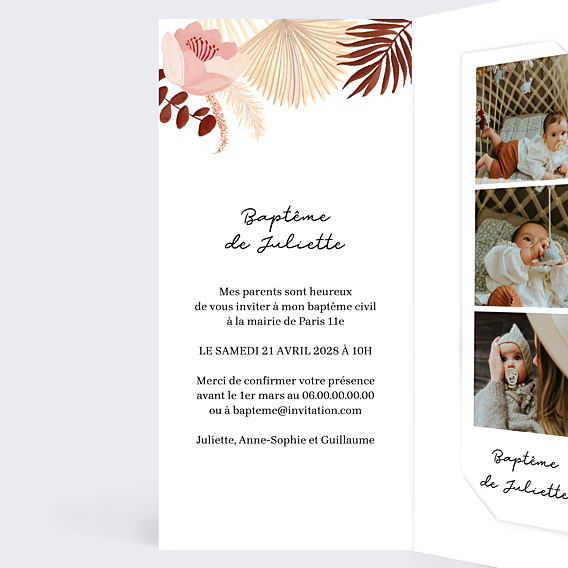Faire-part Baptême Printemps Bohème