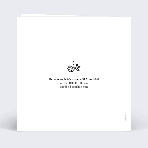 Faire-part baptême Hexagone Champêtre Verso