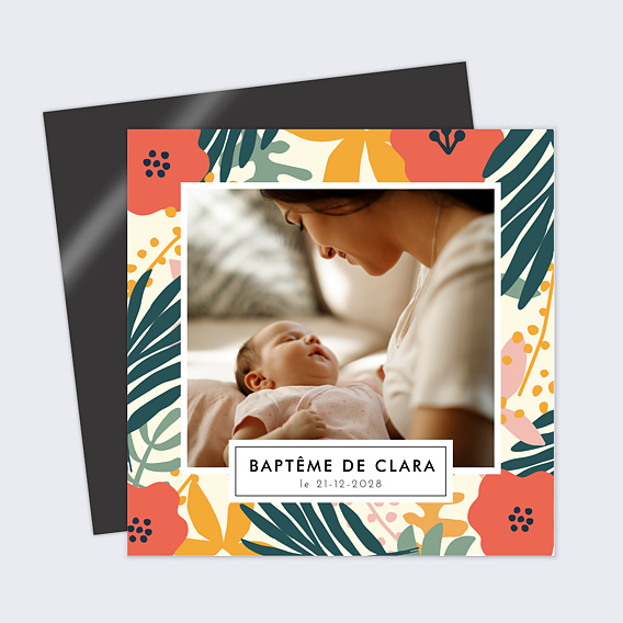 Faire-part baptême Palmiers Colorés