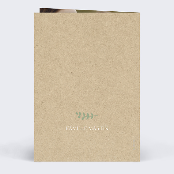 Faire-part baptême Colombe Kraft Verso