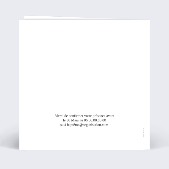 Faire-part baptême Coeur Bucolique Fleur Verso