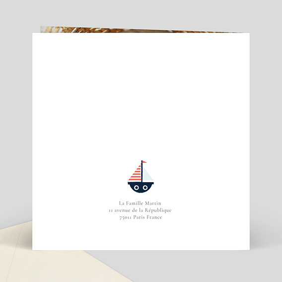 Faire-part baptême Petits Bateaux Verso
