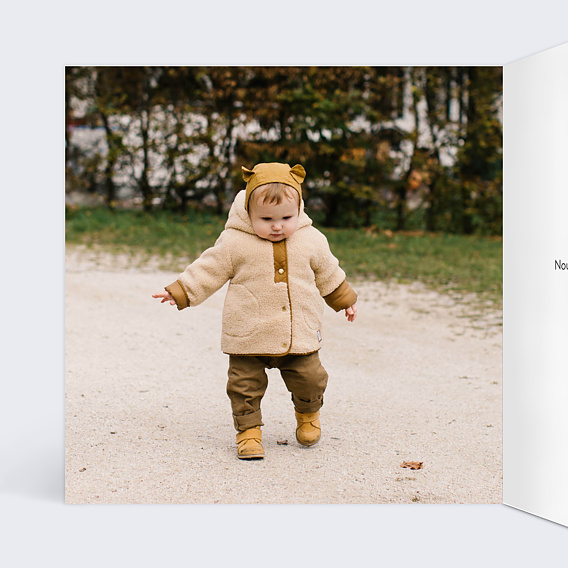 Faire-part baptême Ourson Mignon Intérieur Gauche