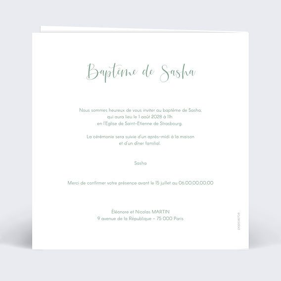 Faire-part Baptême Découpe Cadre Dentelle