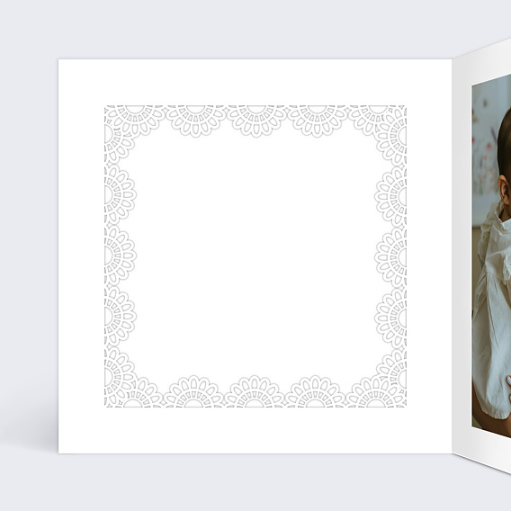 Faire-part baptême Découpe Cadre Dentelle Intérieur Gauche