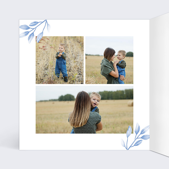 Faire-part baptême Bleuet Intérieur Gauche