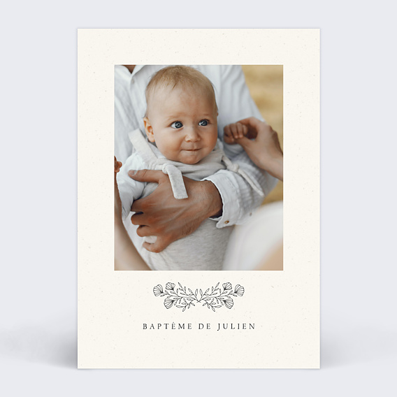 Faire-part baptême Gravure Bohème Recto