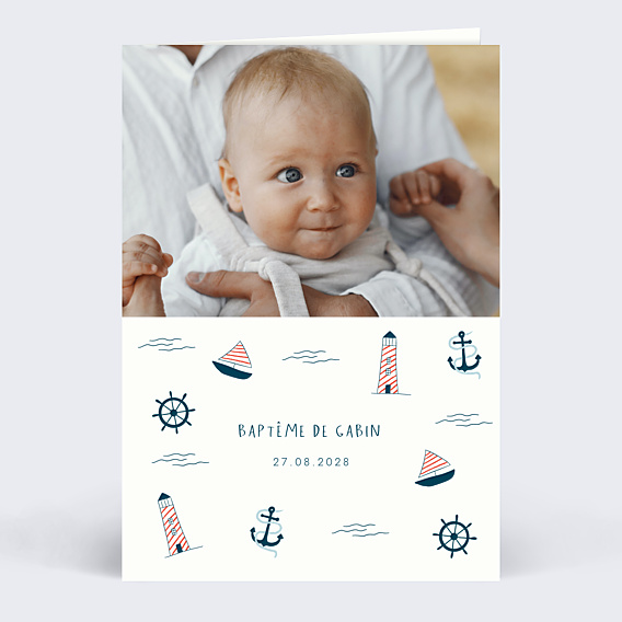 Faire-part baptême Motif Marin