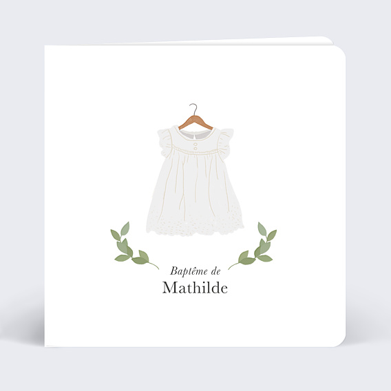 Faire-part baptême Petite Robe Blanche