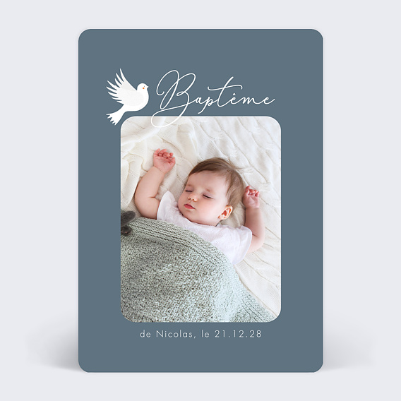 Faire-part baptême Photo Colombe Recto