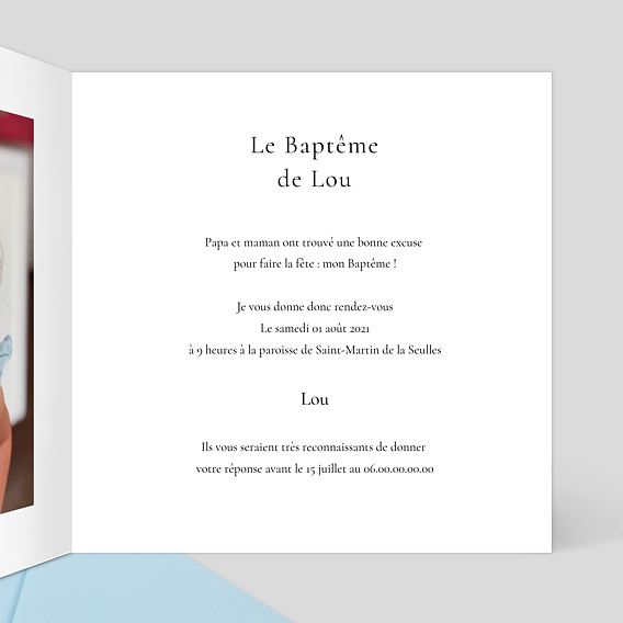 Faire-part baptême Dorure Pois Graphiques Intérieur Droit