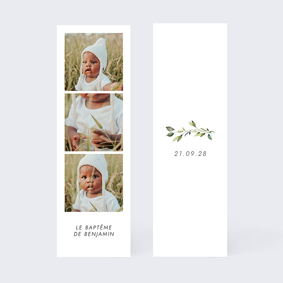 Faire-part Baptême Nature kraft cadre