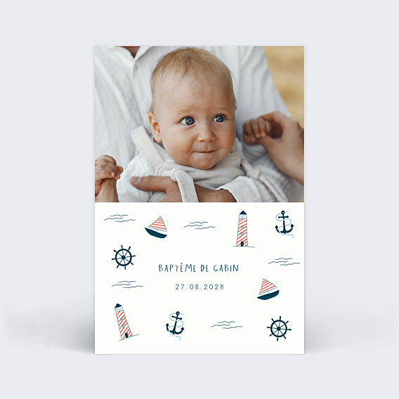 Faire-part Baptême Motif Marin