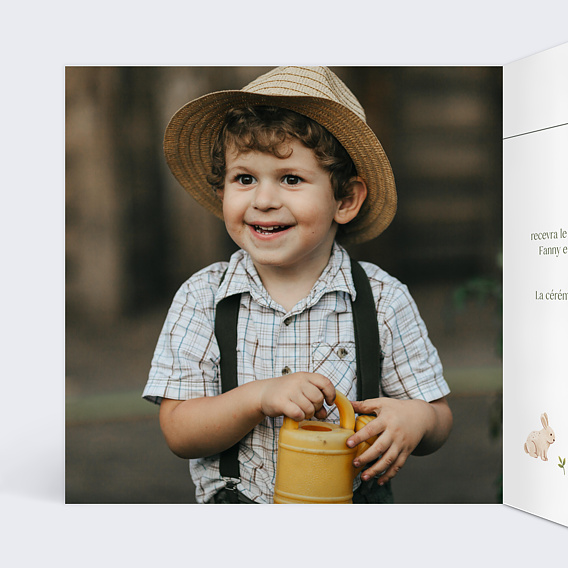 Faire-part baptême Ambiance Foret Intérieur Gauche