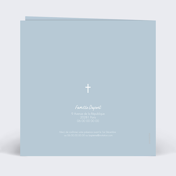 Faire-part baptême Petite Colombe Verso