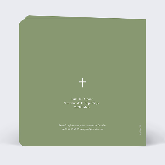 Faire-part baptême Petite Robe Blanche Verso