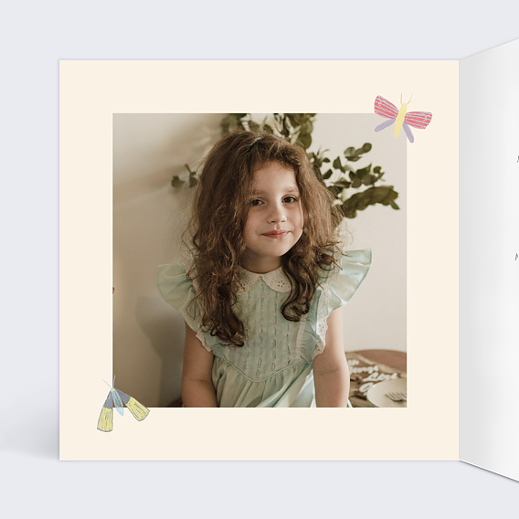 Faire-part baptême Pattern Papillons Intérieur Gauche