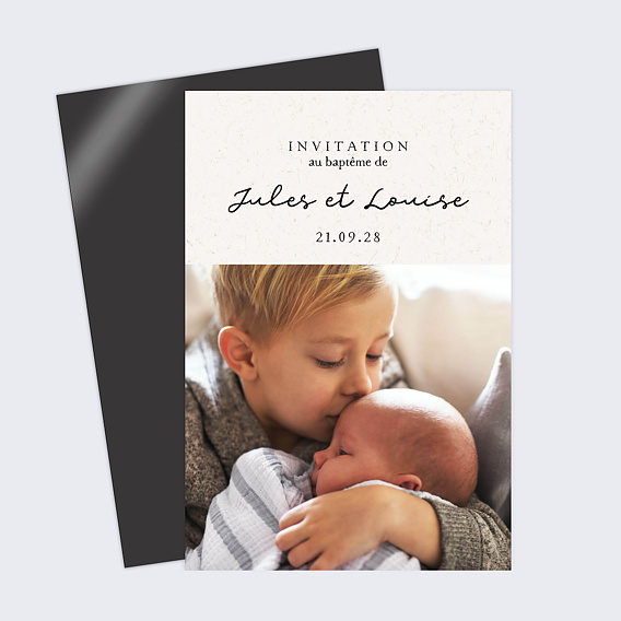 Faire-part baptême Douce Fratrie
