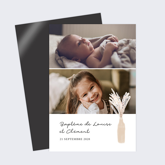 Faire-part baptême Fleur de Pampa