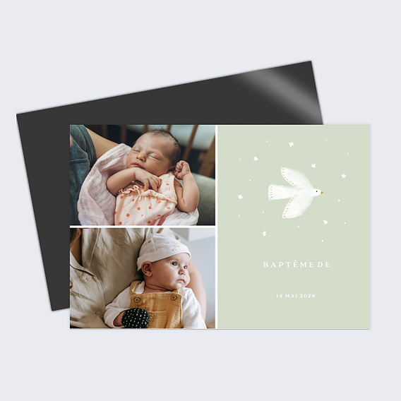 Faire-part baptême Jumeaux Colombe