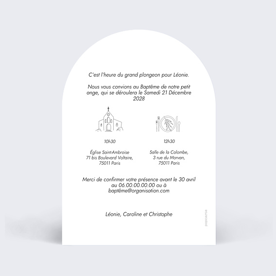 Faire-part Baptême Photo Croix Minimaliste